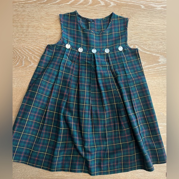 Girls Vintage Green Plaid girls jumper dress size‎ 4 handmade Christmas holiday - Picture 2 of 7